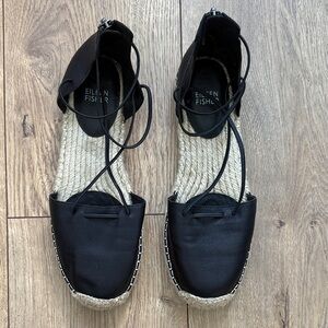 Eileen Fisher Black Leather Espadrilles (one time wear)